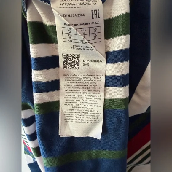 Men’s S & M Guess Originals Pat Vertical Striped Tee- Relaxed Fit - Unisex - Picture 14 of 14
